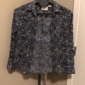 Anthropologie Maeve Blouse Blue Floral Print 0